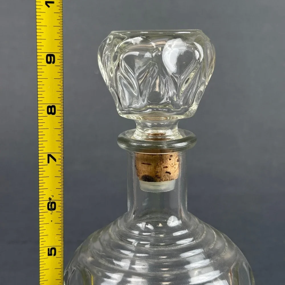 Vintage Clear Glass Decanter with Cork Stopper 9.5